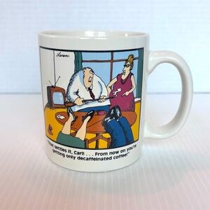 The Far Side Coffee Mug That Settles it Carl Decaf Coffee Gary Larson Vtg 1980
